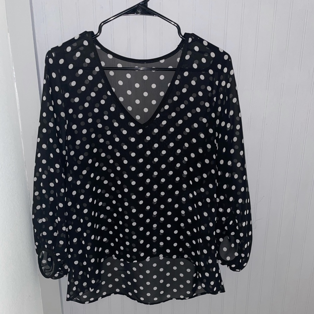 Botique Chiffon Black and White Polka Dot Blouse